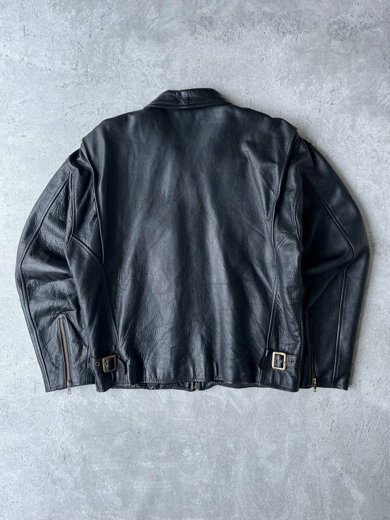 Vintage Biker Leather jacket Pria black, foto 4