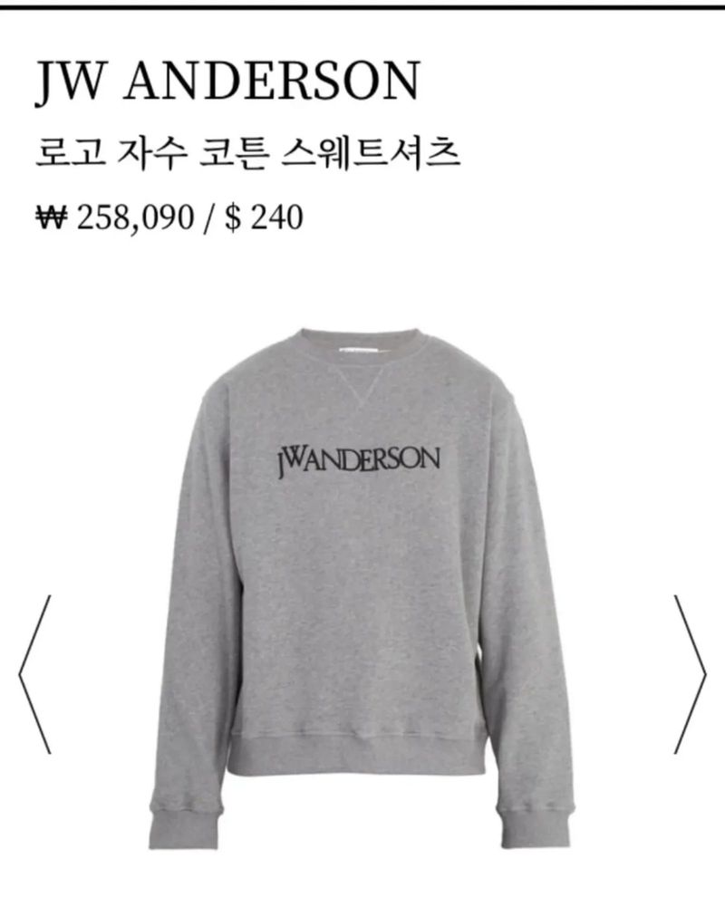 JW Anderson Embriodered Logo Sweatshirt Grey, foto 2