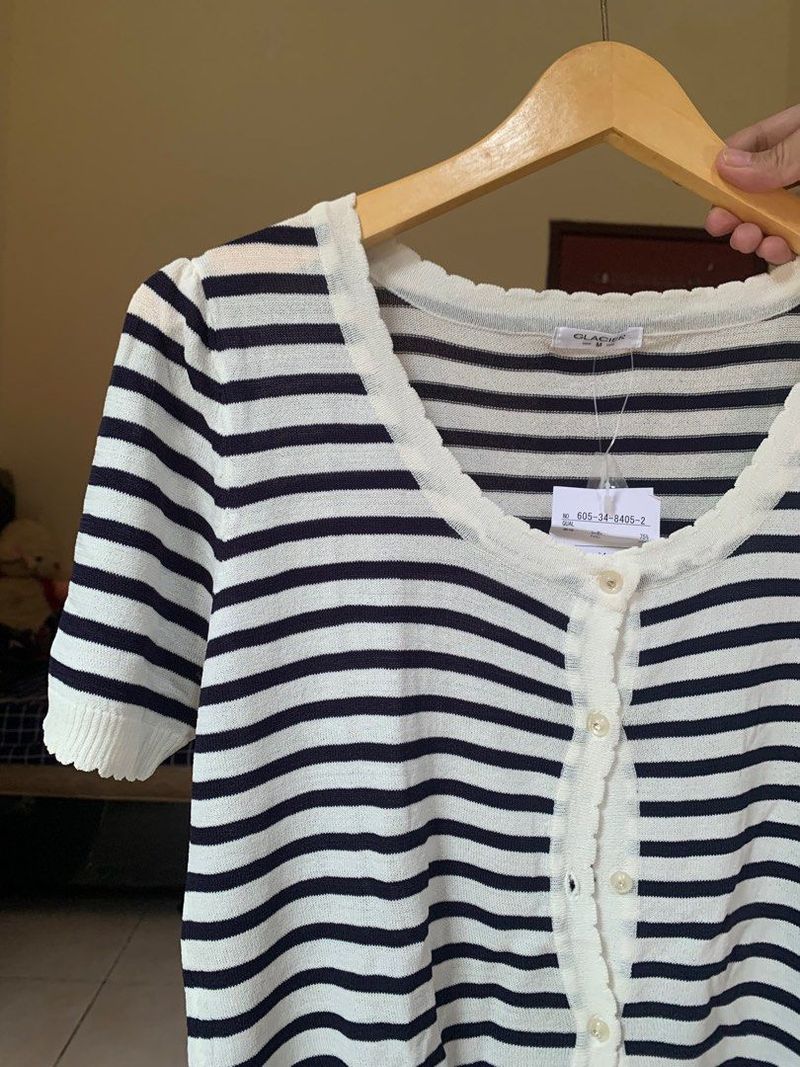 Glacier - Blouse knit garis (NEW), foto 4