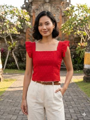 Blouse velove merah
