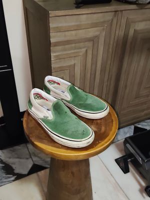 Vans skate slip on green and white