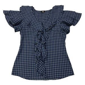 Plaid Navy Blue Blouse