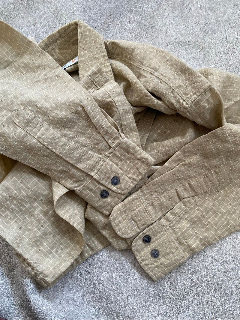 Lyle & Scott Wool Blend Ripstop Shirt Beige, foto 6