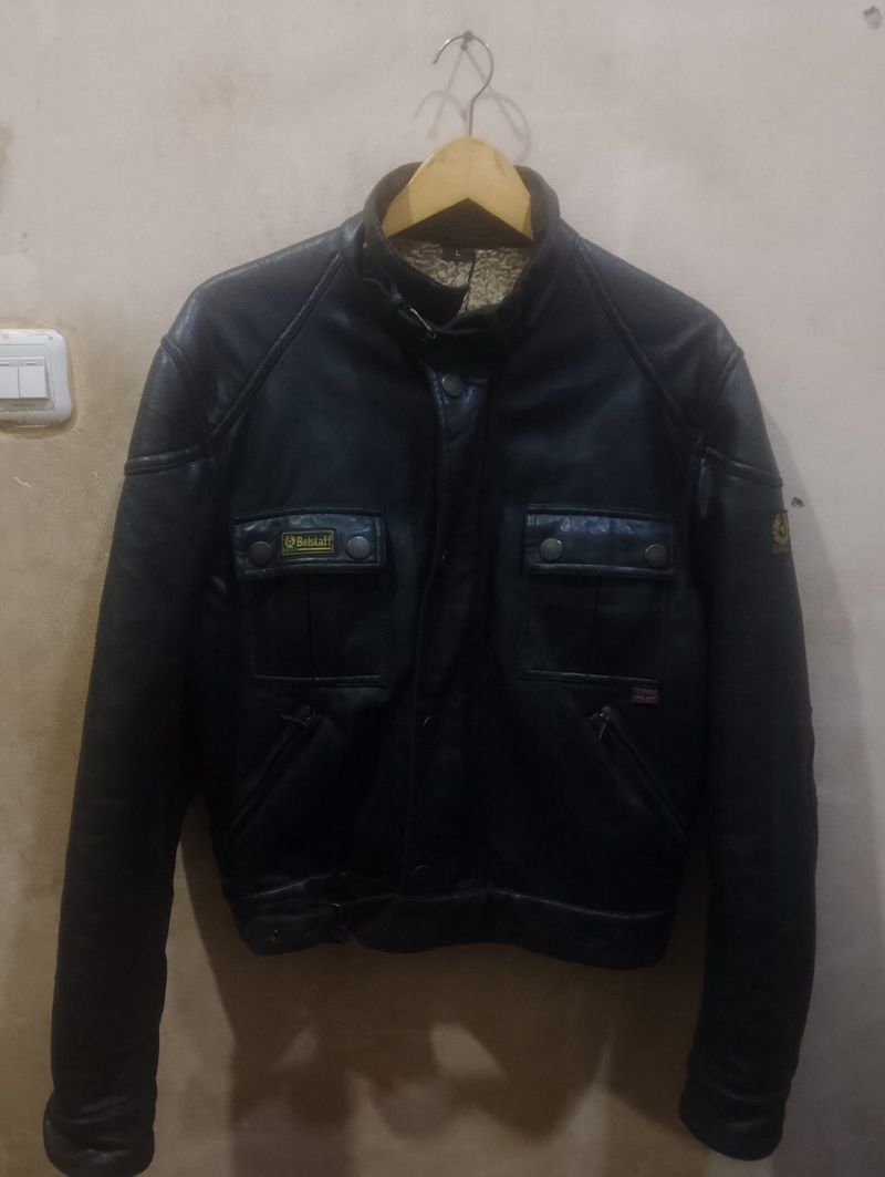 Belstaff England Dark Brown Leather Shell Sherpa Patch Logo, foto 3