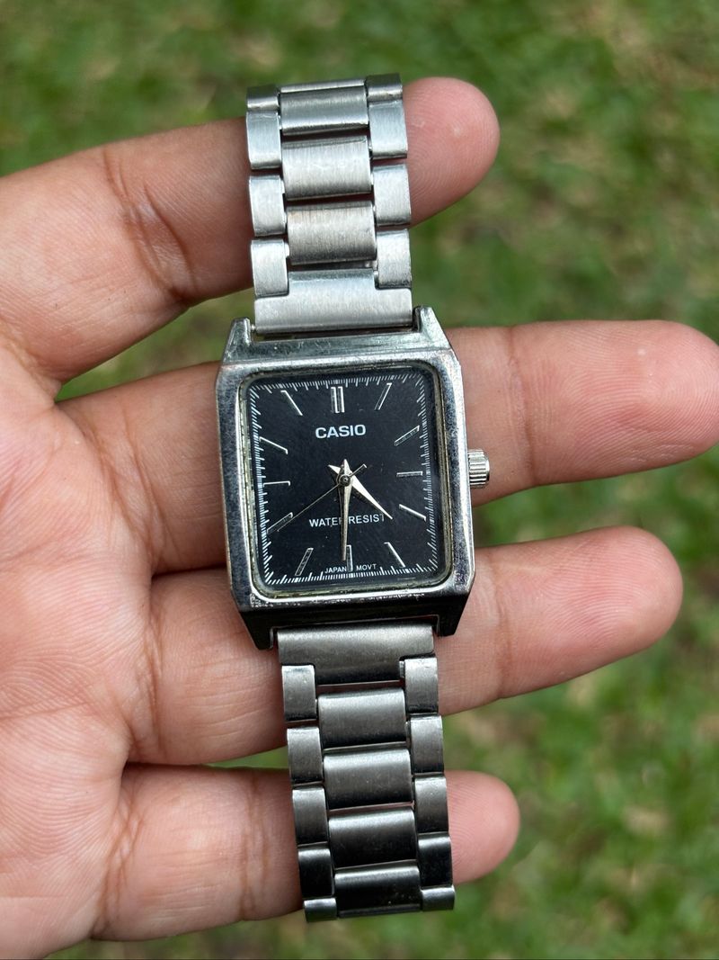JAM TANGAN CASIO TANK SILVER BLACK DIAL, foto 2