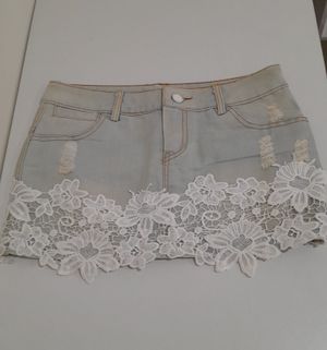 Skirt denim renda