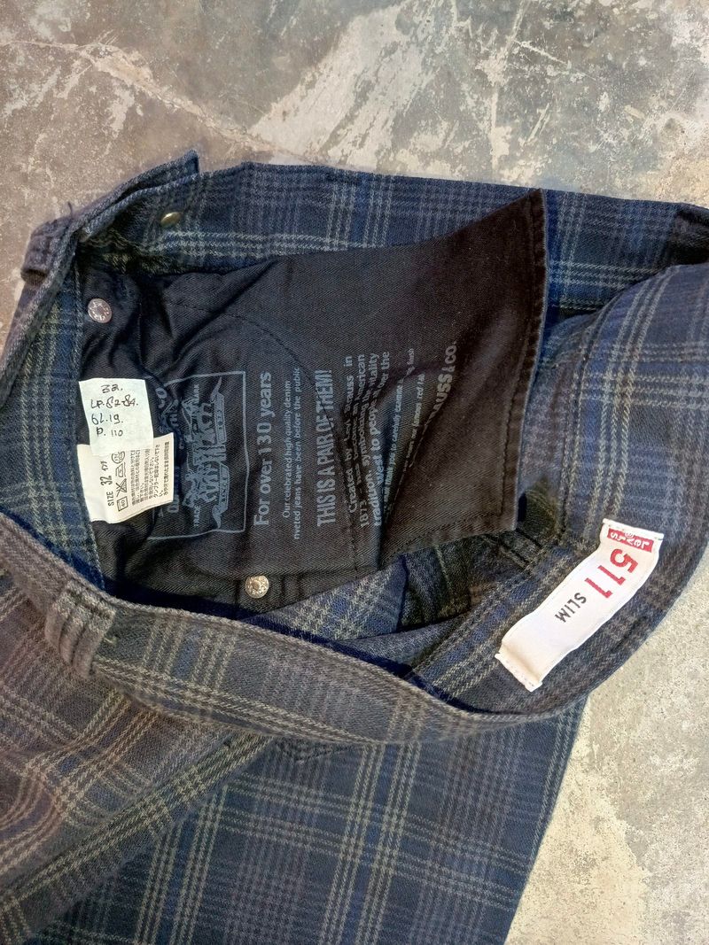 Levis 511 slim tartan pants celana panjang second, foto 6