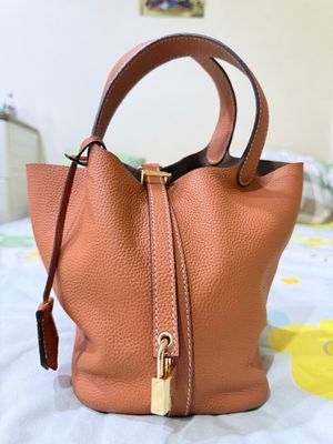 Ala picotin bag, kulit asli