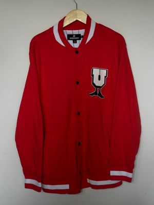 Undefeated U-man logo Varsity Jacket classic red UNDFTD