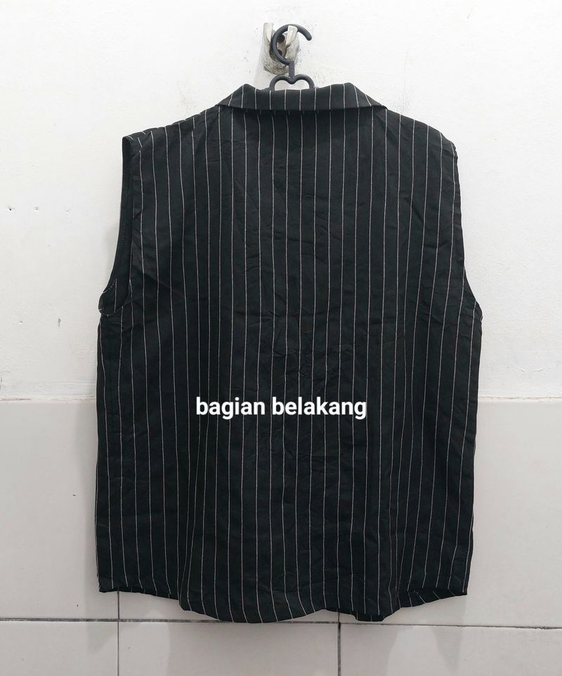 Rompi Blazer Hitam Salur Vertikal, foto 3