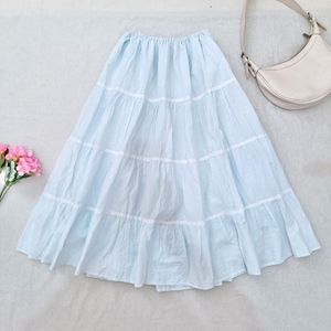 Baby Blue Soft Tiered Cotton Maxi Skirt | Cottagecore | Stre