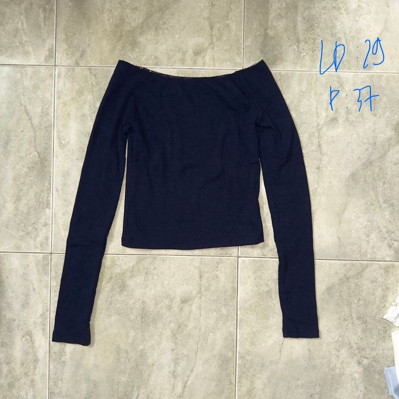 bm off the shoulder navy long sleeve, foto 2