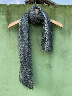 Rare Y2K Eyelash Leopard Print Fuzzy Scarf Grunge