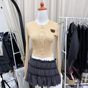 cropped rib knit cardigan
