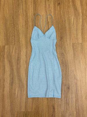 H&m Dress Mini Divided Biru Y2K Bodycon Spaghetti Strap Cros
