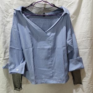 Minimalist Casual Shirt Wanita blue