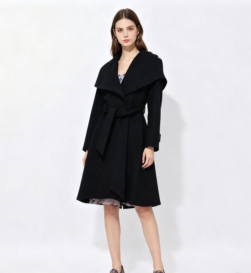 Ted Baker Wool Belted Black Wrap Coat Original, foto 2