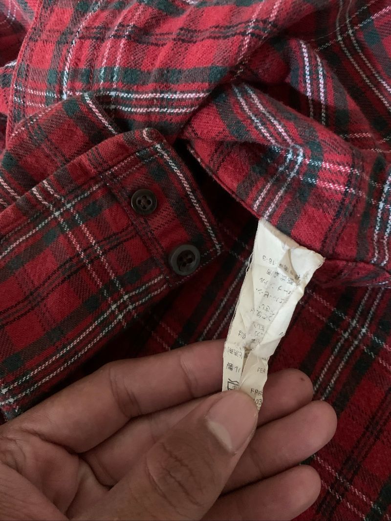 LL Bean Plaid Button Down Flanel Shirt red green, foto 5
