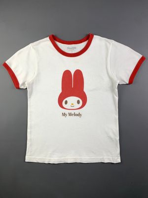 My Melody by Sanrio White Head Logo Ringer Baby Tee (XS)