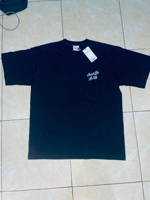 Acmé De La Vie (ADLV) Outline Script Logo Print Black Tee