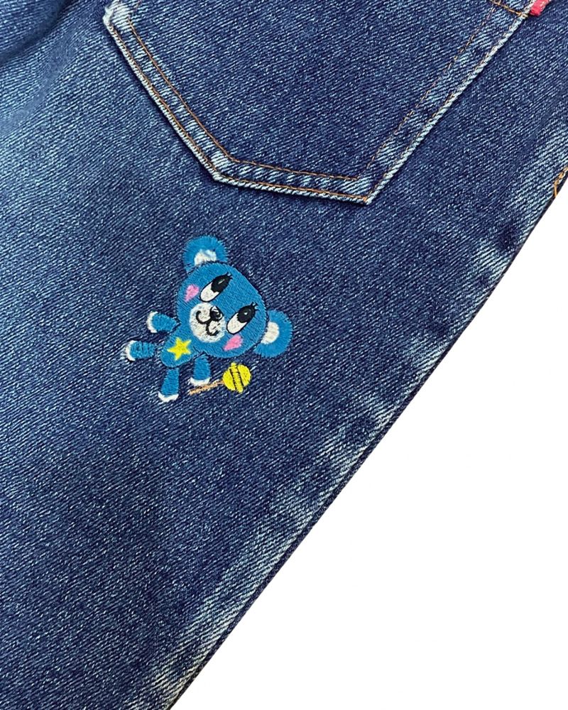 Angel Blue Rainbow Patchwork Wide Leg Denim Jeans, foto 8
