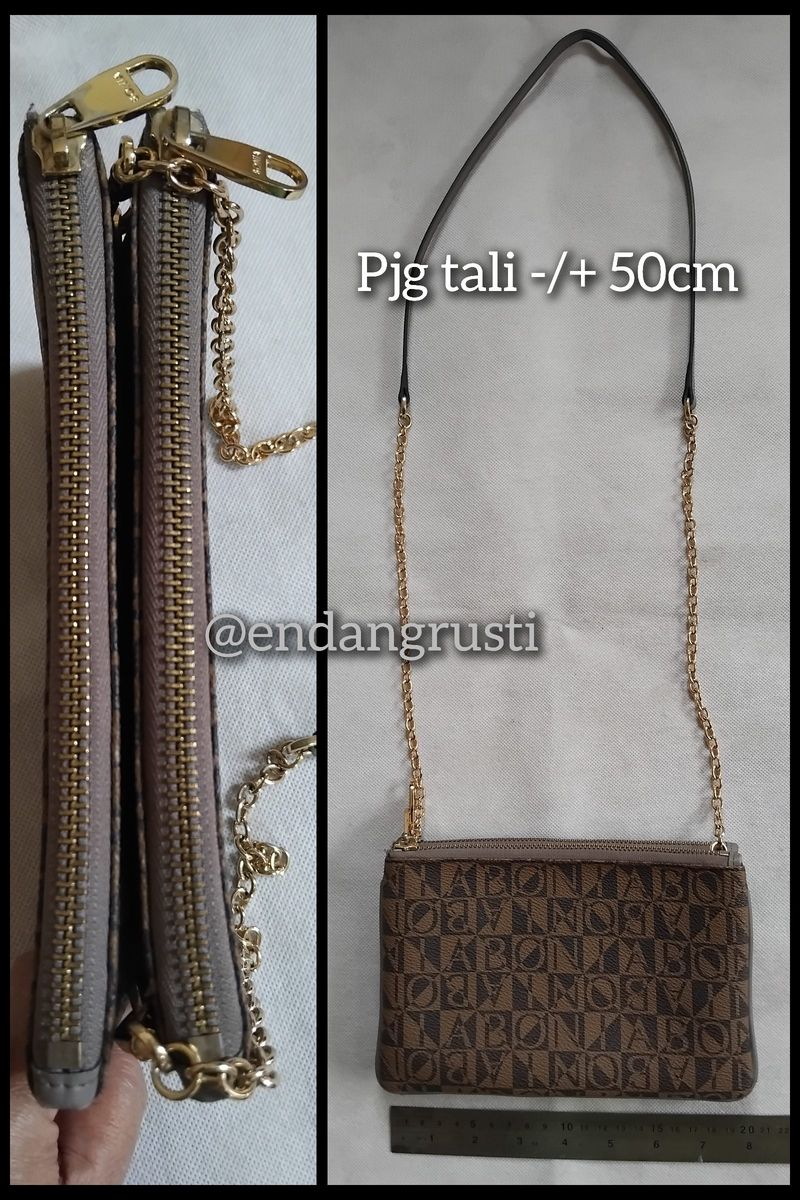 Bonia Original Monogram Double Zip Cluth Sling Bag, foto 2