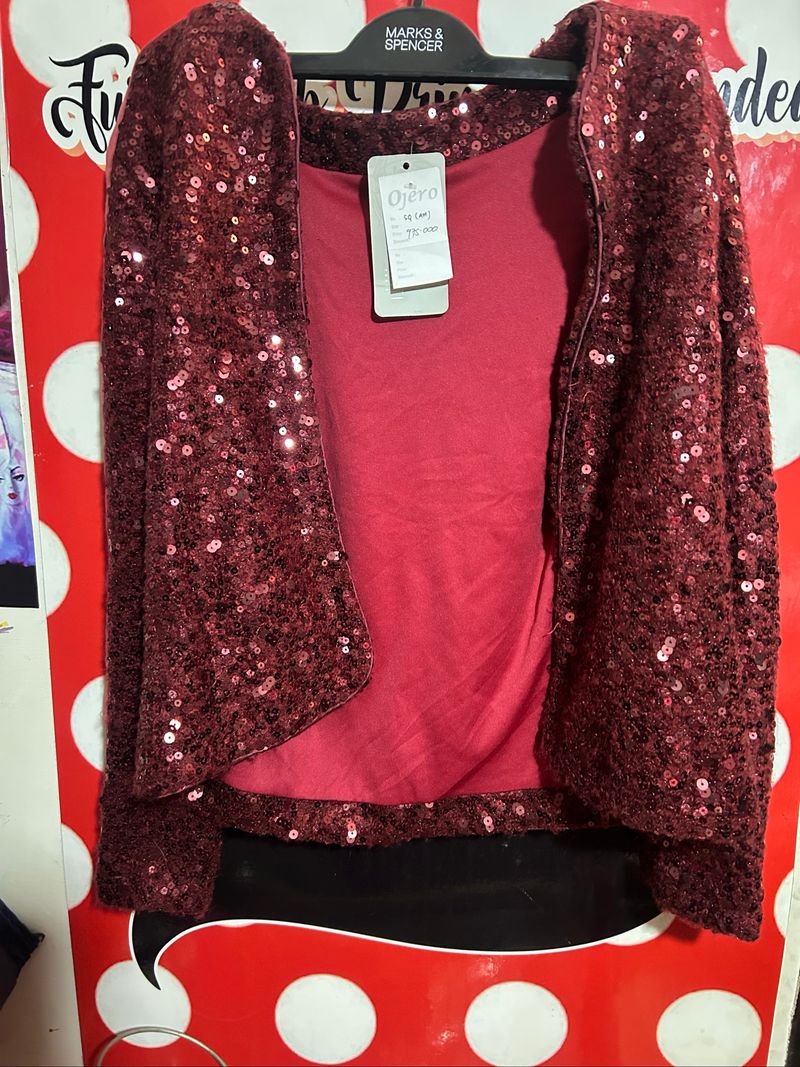 bhatti paris cardigan sequin maroon, foto 3