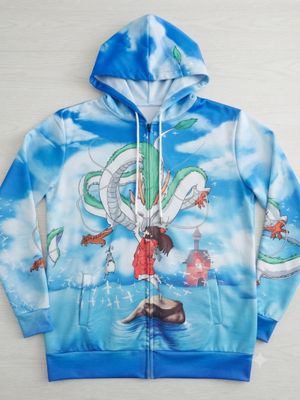 Hoodie Zipper Anime Spirited Away Haku Chihiro Full Print