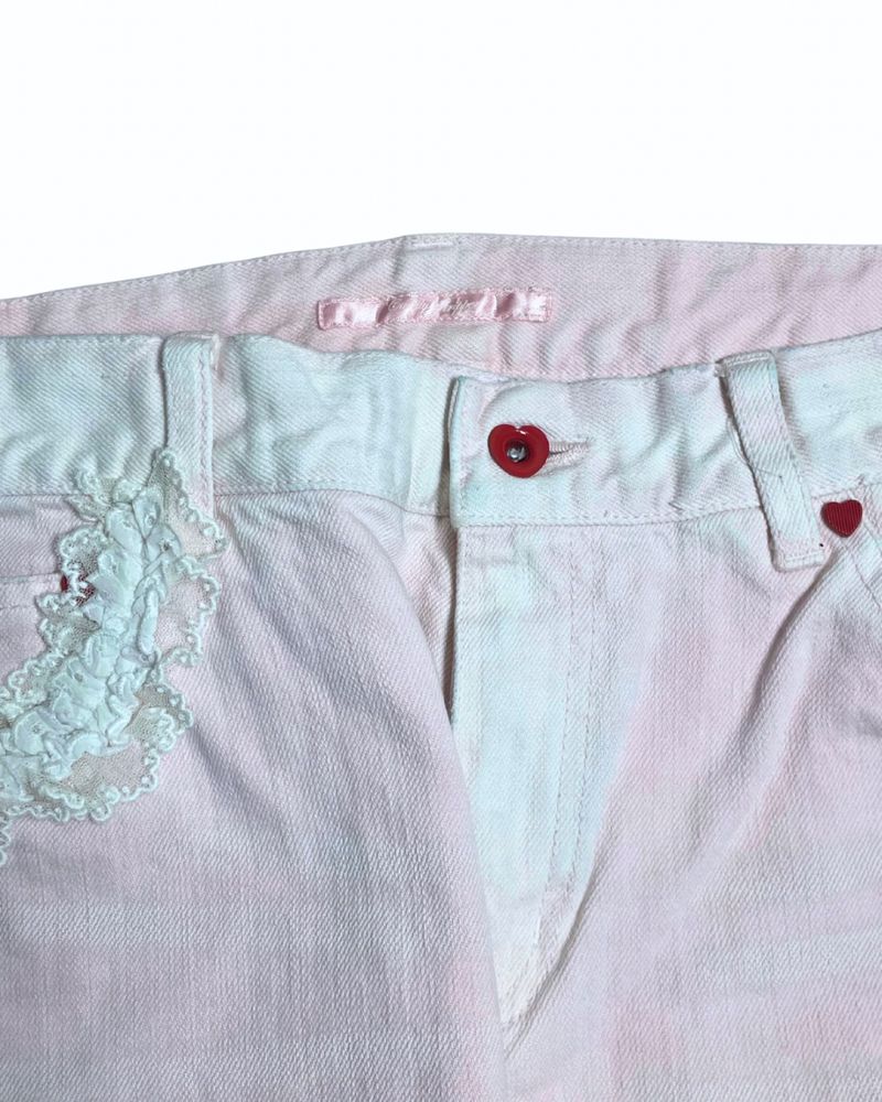 Candy Bunny Distressed Denim Pants White Y2K, foto 3