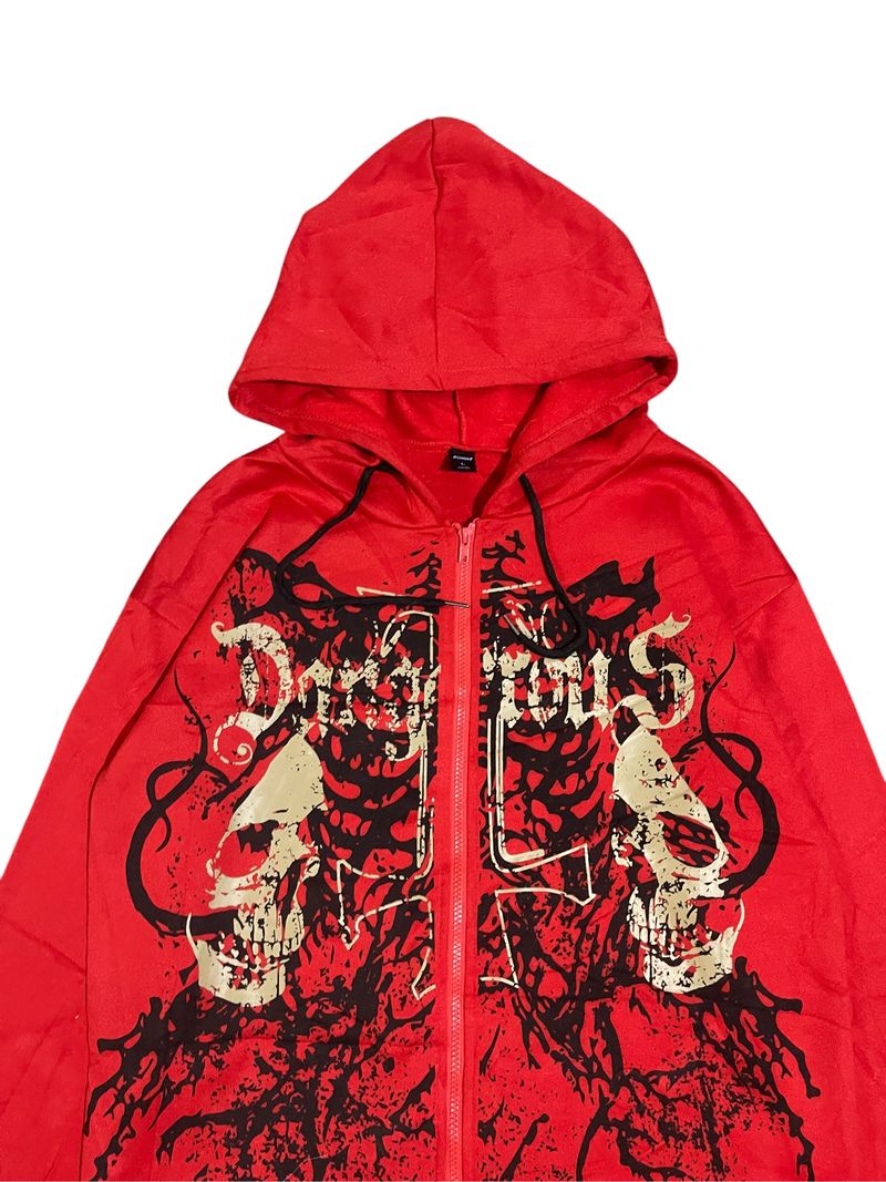 Y2K Romwe Double Skull Hoodie, foto 4