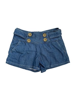 High-Waisted Denim Shorts with Double Buttons Celana Pendek