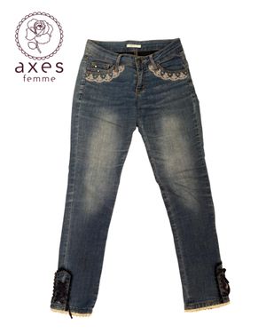 Rare Axes Femme Embroidered Low-Rise Denim Jeans
