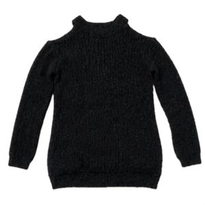 Knit Sweater Charcoal,Cold shoulder knit sweater