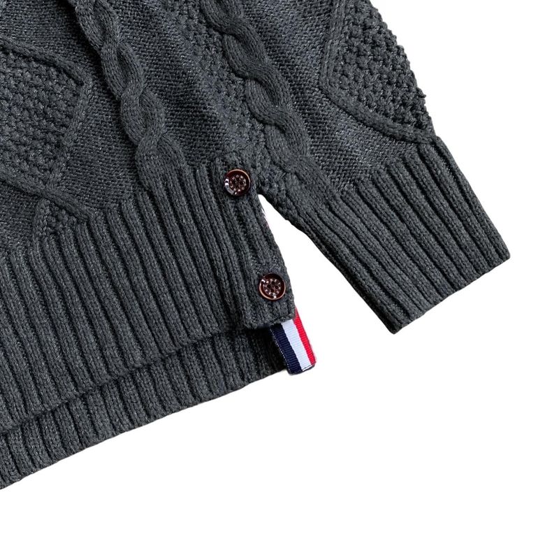 Thom Browne Luxury Casual Sweater Pria gray, foto 5