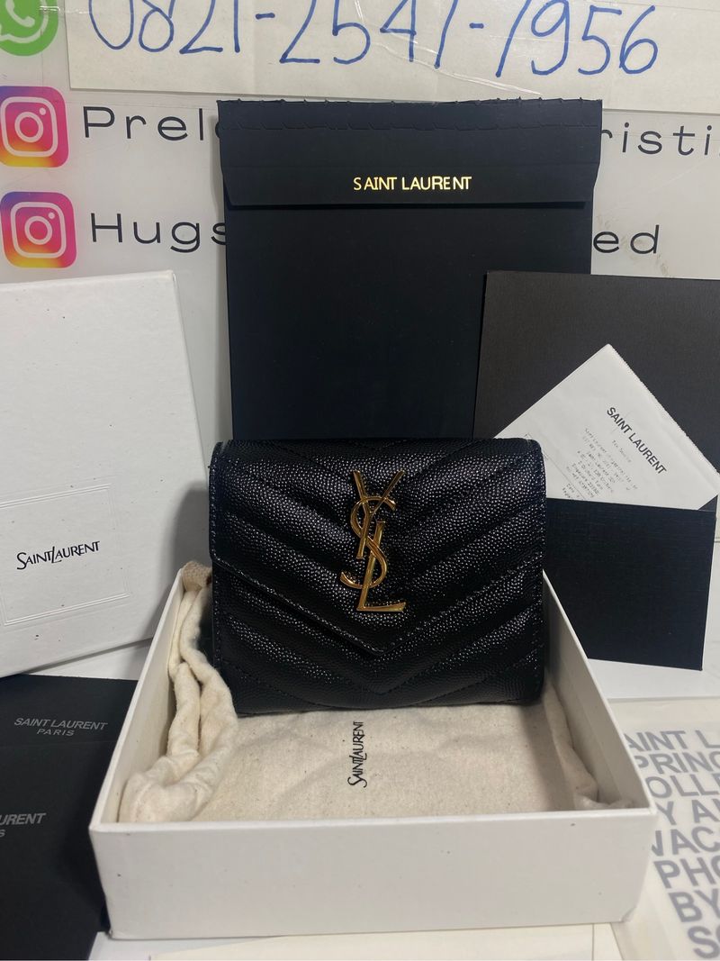preloved Monogram Compact Tri Fold Wallet Black Ghw authenti, foto 2
