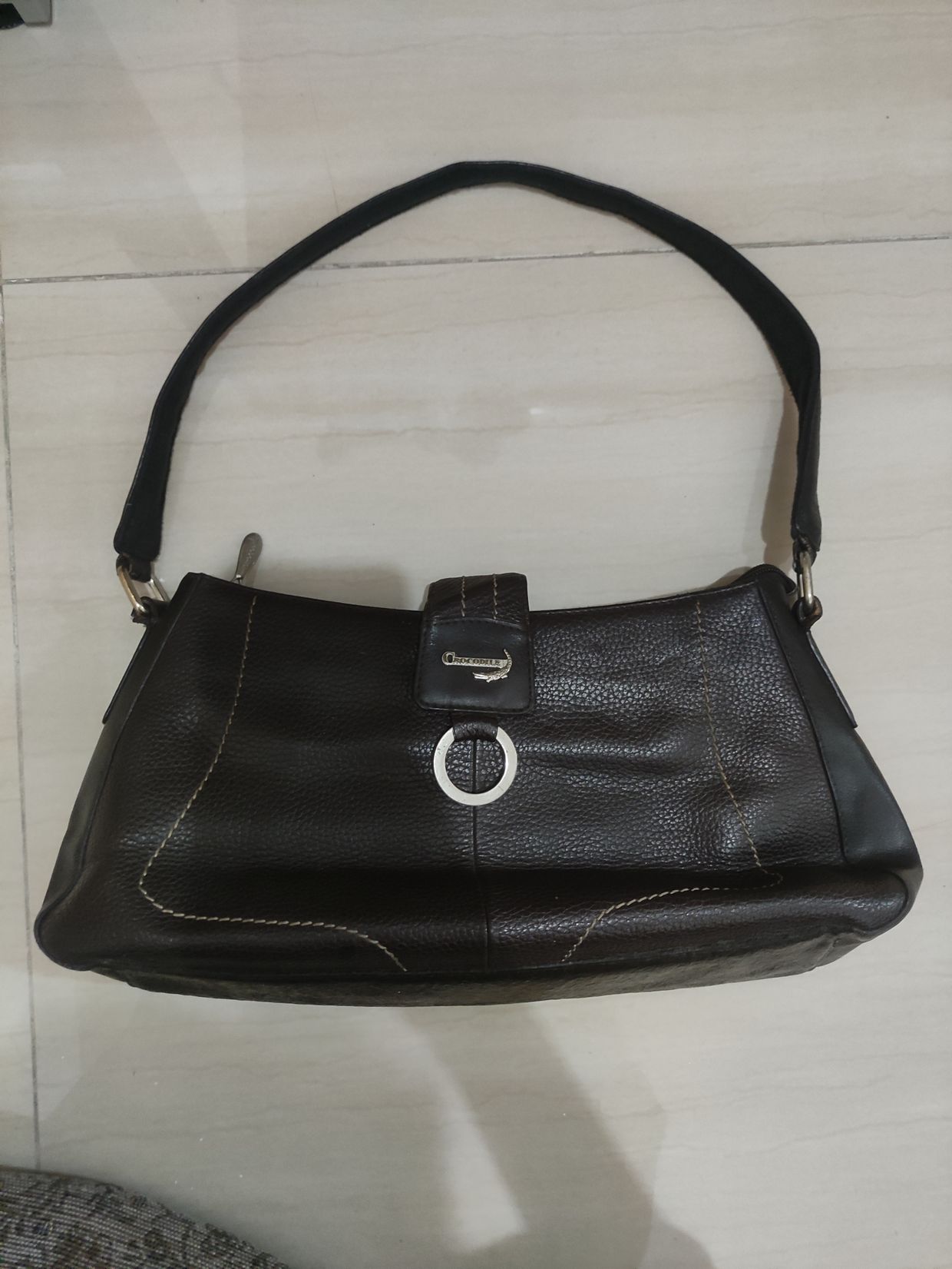 Crocodile Y2K Cottagecore Bags & purse Wanita brown