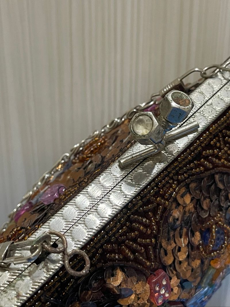 Beaded Sequin Frame Clutch Bag, foto 7