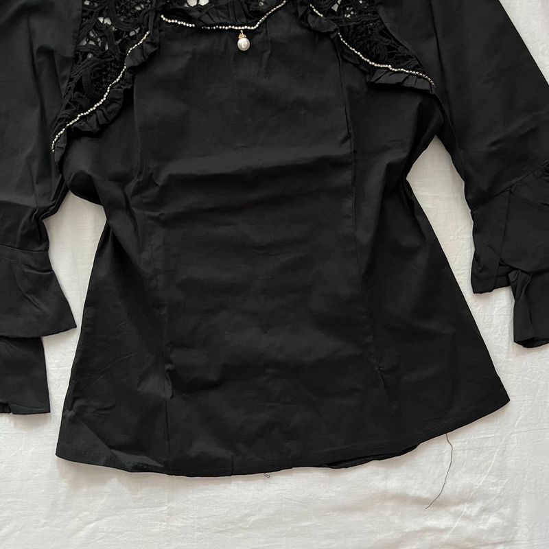 Grunge Goth Blouse Wanita black, foto 4