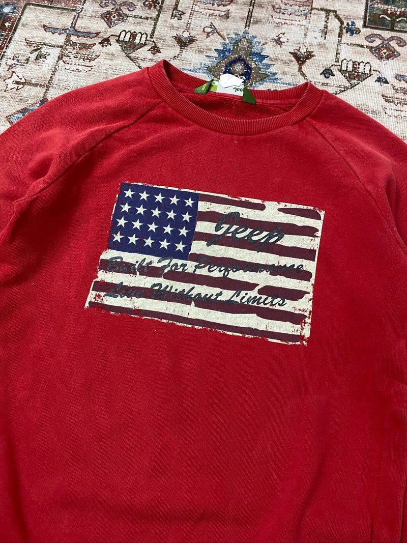 Y2k sweatshirt red flag double pocket Jeep, foto 9