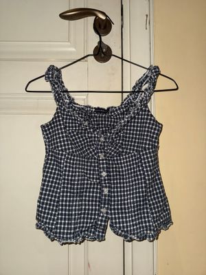 Brandy Melville navy plaid babydoll top