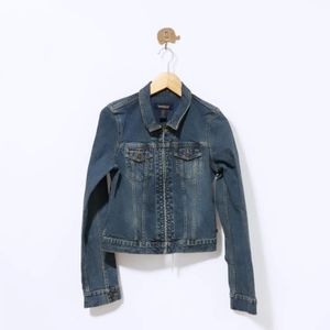 Abercrombie and Fitch Women's Blue Zip Up Jeans Jacket Origi