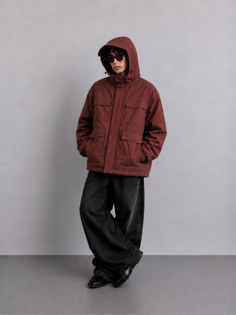 Parka Jacket Maroon Birthdaysuite Double Zipper, foto 2