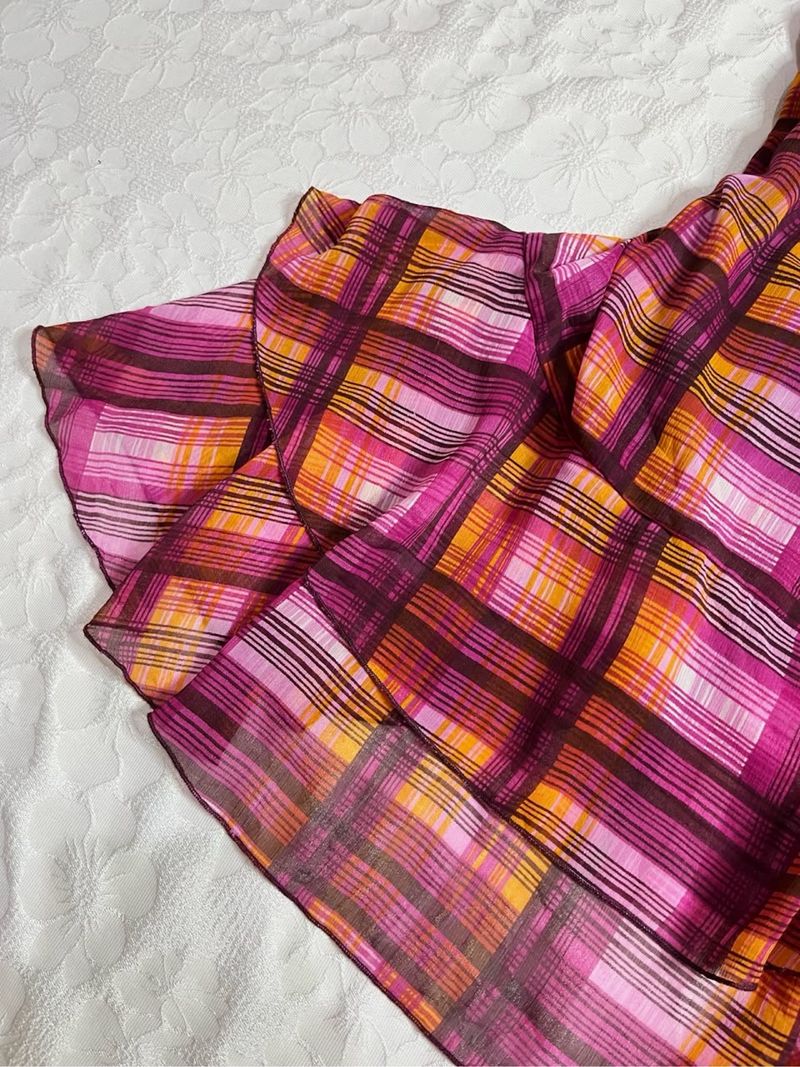 𓇼 Pink Plaid Tiered Mini Dress, foto 4