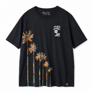 PIKO HAWAIIAN LONGBOARD WEAR PALM TREE GRAPHIC T-SHIRT BLACK