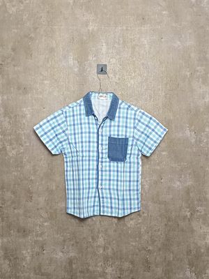 Kemeja Anak Kotak-Kotak Biru Famous Lengan Pendek