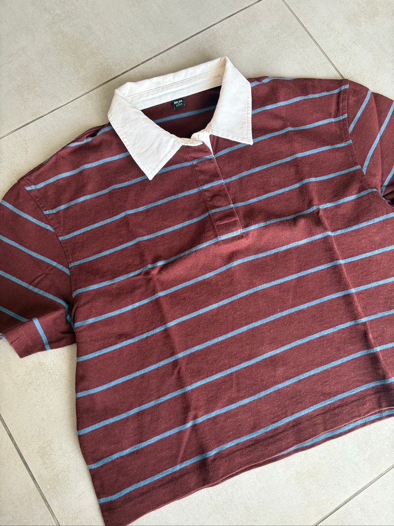 Uniqlo maroon stripes shirt, foto 3