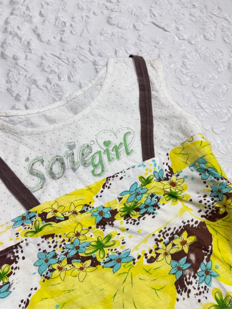 𓇼 Yellow Floral Tie-Side Cami Top, foto 3