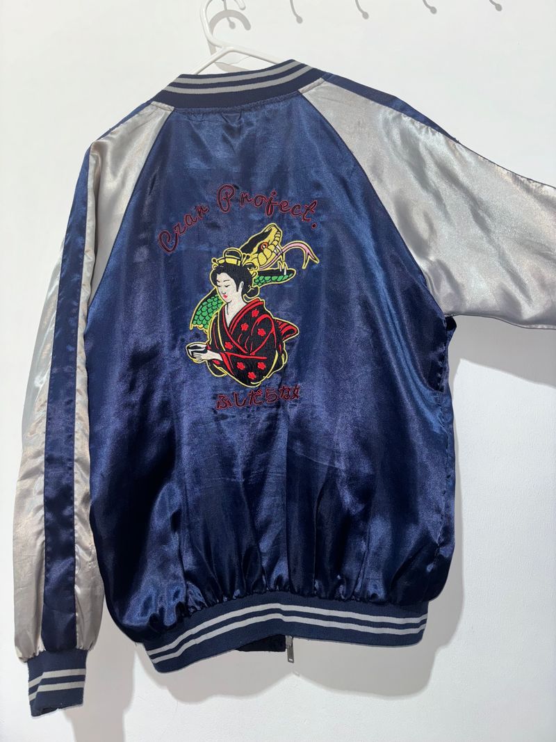 Streetwear Bomber jacket Pria silver navy, foto 2