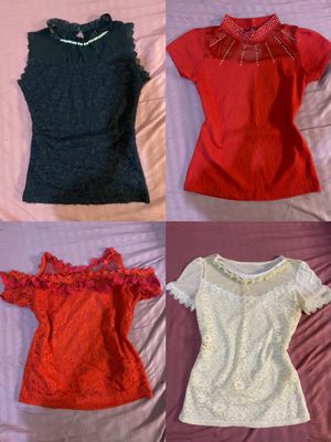 [ONLY 100K/4pcs] Lace brukat blouse fitbody y2k