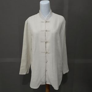 Linen Chinese Collar Long Sleeve Shirt Traditional